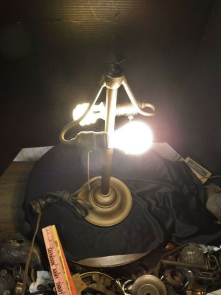 Antique Brass Bradley & Hubbard Table Lamp Base Dual Socket Goose Neck Cluster