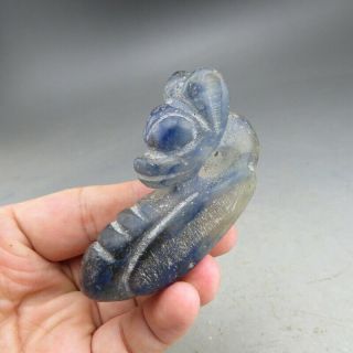 Chinese,  jade,  Hongshan culture,  Natural blue crystal,  Apollo,  pendant Q0023 3
