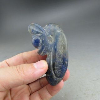 Chinese,  jade,  Hongshan culture,  Natural blue crystal,  Apollo,  pendant Q0023 4