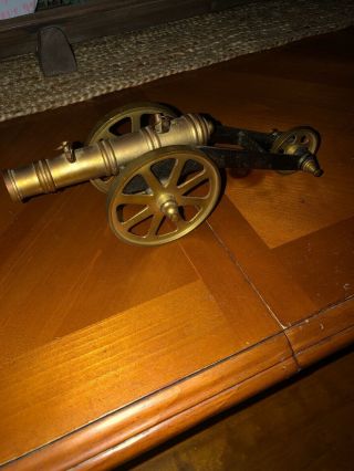 Vintage Brass 3 Wheeled Firing Toy Signal Cannon Model 10.  5 " Long Civil War 5/8 "