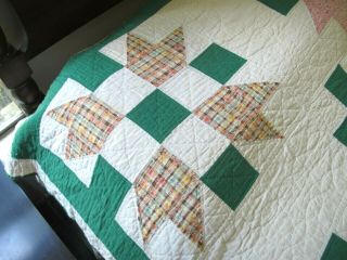 Dated 1935,  NOT Signed Vintage Feed Sack Hand Sewn SISTER ' S CHOICE Quilt; FULL 5