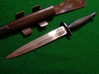 RARE c.  1940 ' s Wilkinson 2nd Pattern Fairbairn - Sykes Commando Knife Scroll Etch 9