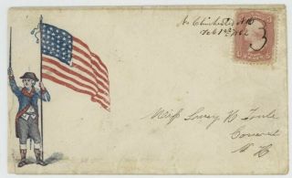 Mr Fancy Cancel 65 Civil War Patriotic Colonial Soldier With Flag And Sword Dpo