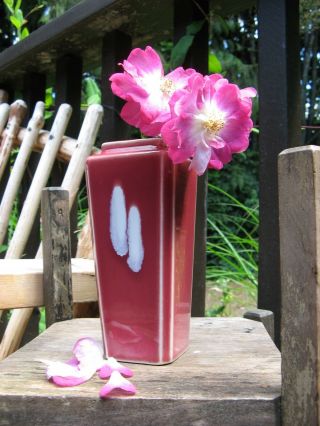 Mid Century Modern Ceramic Vase Maroon Lovely Country Flower Rose Holder Japan