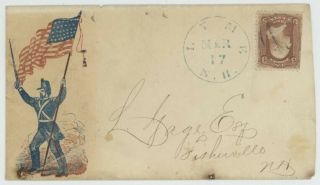 Mr Fancy Cancel 65 Civil War Patriotic Soldier With Flag And Sword Lyme Nh Cds