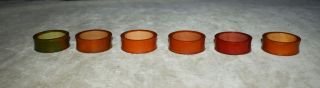 Vintage Authentic Set Of 6 Bakelite Napkin Rings - Rare Colors