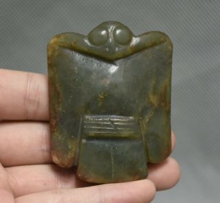 2.  4 " Chinese,  Hongshan Culture,  Natural Jade,  Eagle Bird Bat,  Amulet Pendant Statue