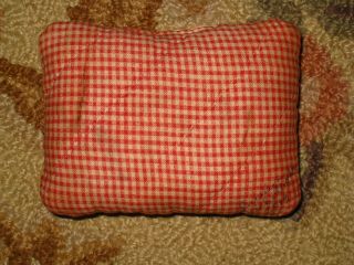 Primitive tiny Sampler Pillow 1896 Ms.  Tilly ABCD - Old Quilt Folk Art Rag Stuffed 4