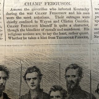 BEST 2 1865 newspapers CONFEDERATE GUERRILLA CHAMP FERGUSON Tried EXECUTED Illus 5