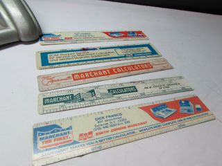 Vintage 1950s To 70s Celluloid Advertising 6 " Rulers Marchant Calculator