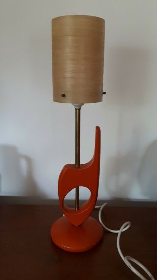 Vintage Retro Orange Lamp Spun Fibreglass Shade