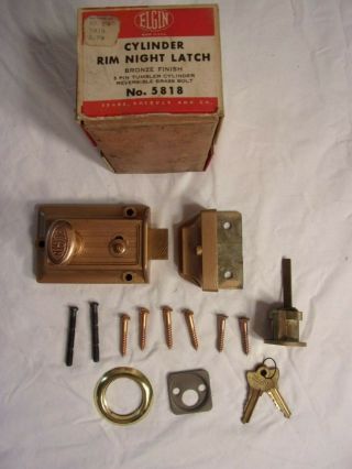 Vtg Mid Century Sears Roebuck & Co.  Eglin 5818 Cylinder Rim Night Latch Lock