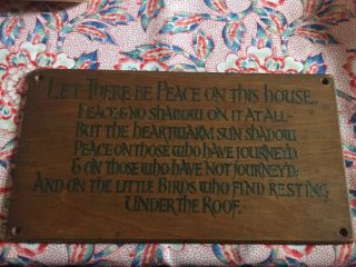 VINTAGE ARTS & CRAFTS WOODEN HOME PLAQUE/SIGN 4