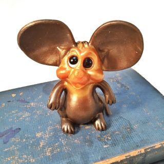 Vintage Russ Berrie Oily Jiggler Mouse / Orange Brown Gold / 1968 3
