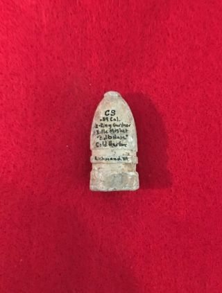 Dug Confederate Civil War Bullet Relic Bulb Nose CS 54 Gardner Cold Harbor 5