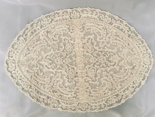 Lovely Antique Lace Pillow Cover Oval Boudoir Bridal Wedding 18 "
