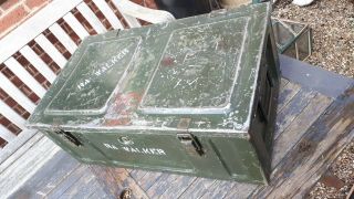 Large Old British Military 1954 Ammunition Box Tool Chest Coffee Table