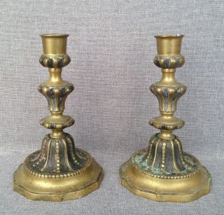 Antique Candlesticks Made Of Brass Early 1900 