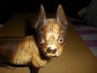 Vintage Cast iron Boston Terrier Doorstop Hubley 9  x 9 7