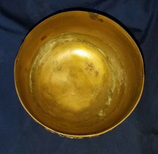 Antique Tibetan Nepalese Chinese Stemmed Brass Bowl 4