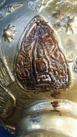 Antique Tibetan Nepalese Chinese Stemmed Brass Bowl 8