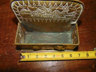 Antique Dutch Windmill Brass Repousse Hand Hammered Wall mount Candle Box EXC 6