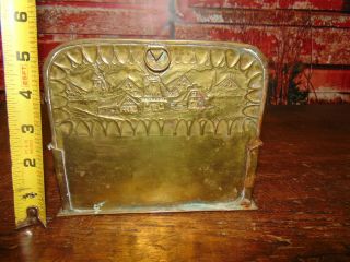 Antique Dutch Windmill Brass Repousse Hand Hammered Wall mount Candle Box EXC 7