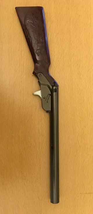 . Vintage Daisy Cork Gun Toy Small 13 1/2 " Bakelite Stock W/ Graphics Cowboy