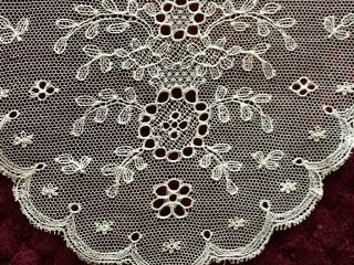 Antique Flounce Handmade Needle work Embroidery on silk net 2.  75 Yards by 6 