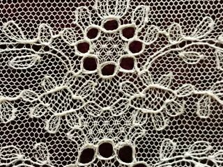 Antique Flounce Handmade Needle work Embroidery on silk net 2.  75 Yards by 6 