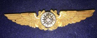 Ww2 United States Naval Navigator Wings 2 3/4 " X11/16 " Gold On Sterling By Amico