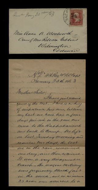 21st Maine Infantry (delaware Soldier) Civil War Letter - Rebels Burn Ship