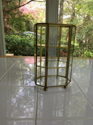 Glass antique brass display case 5
