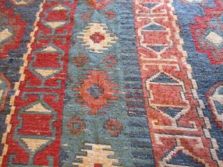 Vintage French Kilim Door Curtain.  Upholstery Fabric Projects Ethnic Blues Reds