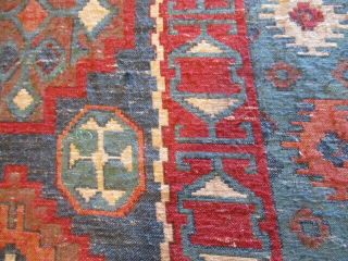 Vintage French Kilim Door Curtain.  Upholstery Fabric Projects Ethnic Blues Reds 2