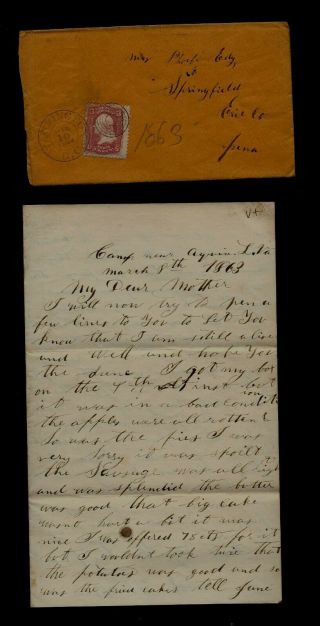 111th Pennsylvania Infantry Civil War Letter - Letter Aquia Creek Landing