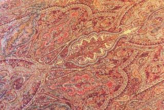 Antique Paisley Piano Shawl Hand Woven Selvedge Victorian Fabric Textile 21x38