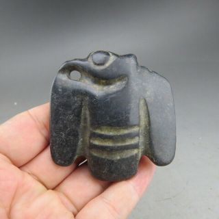 Chinese Jade,  Hongshan Culture,  Black Magnet,  Jade,  Eagle,  Pendant J1