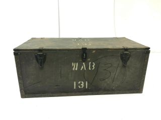 Vintage Wood Foot Locker Military Us Army Trunk Chest Green Storage Box Crate 31