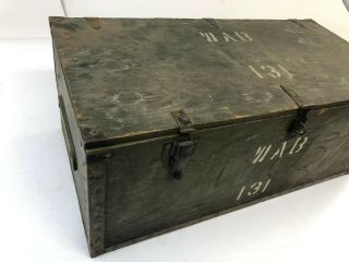 Vintage WOOD FOOT LOCKER military US army trunk chest Green storage box crate 31 2