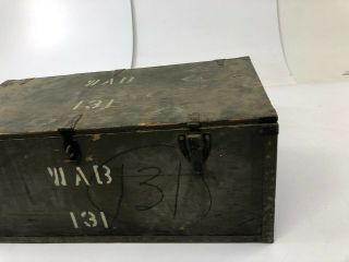 Vintage WOOD FOOT LOCKER military US army trunk chest Green storage box crate 31 4