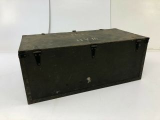 Vintage WOOD FOOT LOCKER military US army trunk chest Green storage box crate 31 6