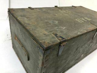 Vintage WOOD FOOT LOCKER military US army trunk chest Green storage box crate 31 7