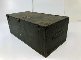 Vintage WOOD FOOT LOCKER military US army trunk chest Green storage box crate 31 8
