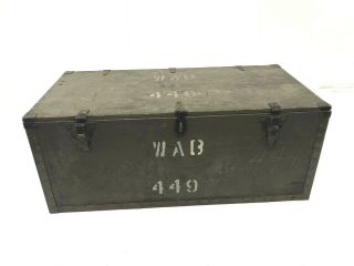 Vintage Wood Foot Locker Military Us Army Trunk Chest Green Storage Box Crate 49