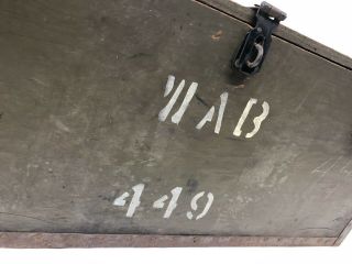 Vintage WOOD FOOT LOCKER military US army trunk chest Green storage box crate 49 2