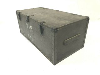 Vintage WOOD FOOT LOCKER military US army trunk chest Green storage box crate 49 4