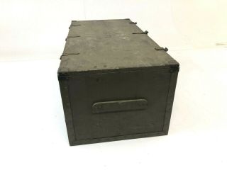 Vintage WOOD FOOT LOCKER military US army trunk chest Green storage box crate 49 6