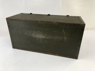 Vintage WOOD FOOT LOCKER military US army trunk chest Green storage box crate 49 7