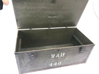 Vintage WOOD FOOT LOCKER military US army trunk chest Green storage box crate 49 8